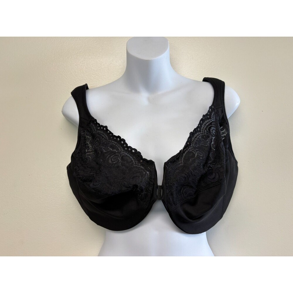 NWOT Glamorise 40G Elegance Front Close Underwire Bra 1245 Black